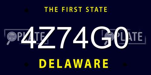 4Z74G0 Delaware License Plate
