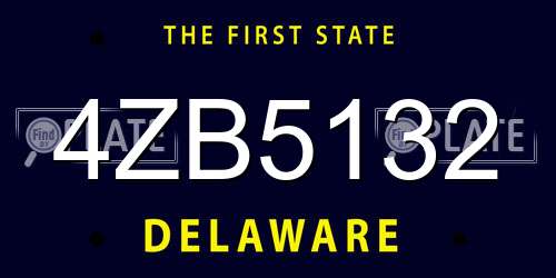 4ZB5132 Delaware License Plate