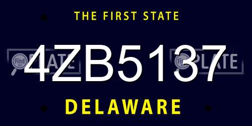 4ZB5137 Delaware License Plate