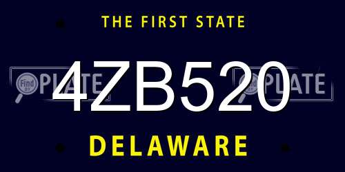 4ZB520 Delaware License Plate