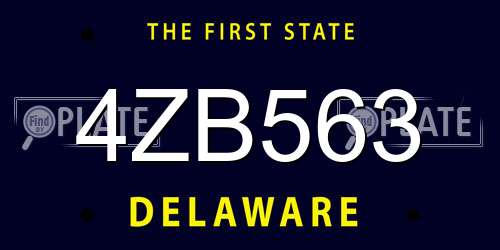 4ZB563 Delaware License Plate