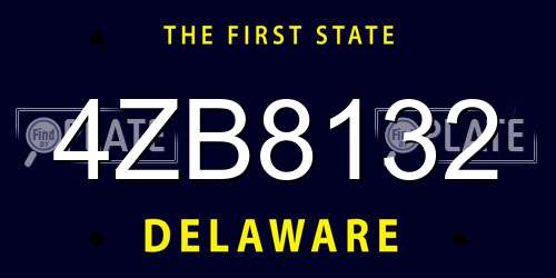 4ZB8132 Delaware License Plate