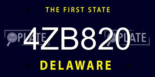 4ZB820 Delaware License Plate