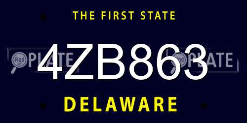4ZB863 Delaware License Plate