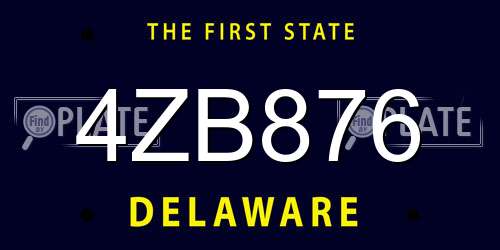 4ZB876 Delaware License Plate