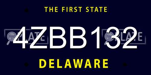 4ZBB132 Delaware License Plate