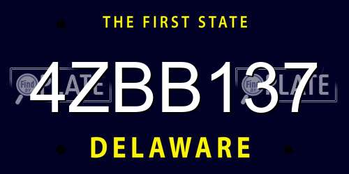 4ZBB137 Delaware License Plate