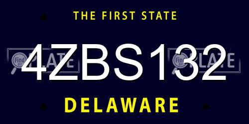 4ZBS132 Delaware License Plate