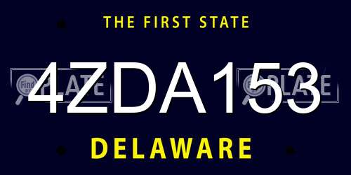 4ZDA153 Delaware License Plate
