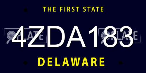 4ZDA183 Delaware License Plate