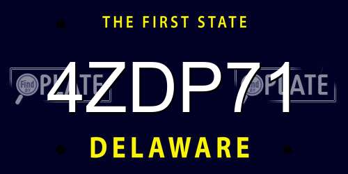 4ZDP71 Delaware License Plate