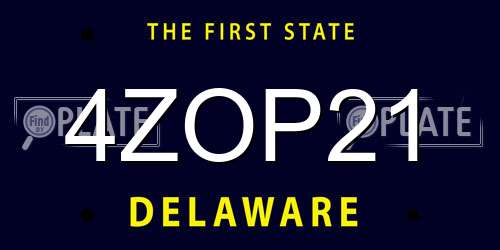 4ZOP21 Delaware License Plate
