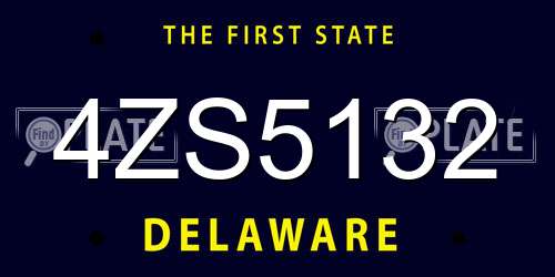 4ZS5132 Delaware License Plate