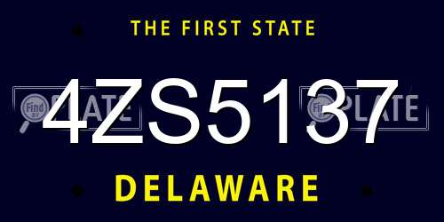 4ZS5137 Delaware License Plate