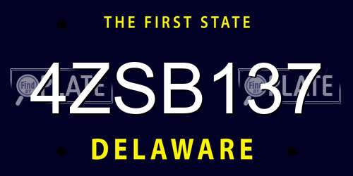 4ZSB137 Delaware License Plate