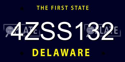 4ZSS132 Delaware License Plate