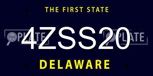 4ZSS20 Delaware License Plate