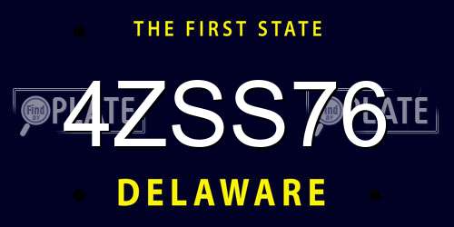 4ZSS76 Delaware License Plate