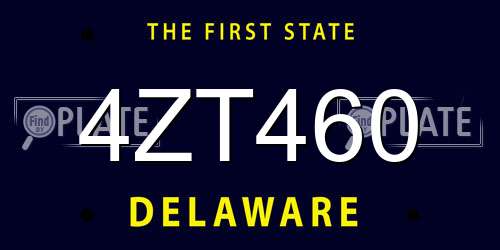 4ZT460 Delaware License Plate