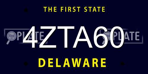 4ZTA60 Delaware License Plate