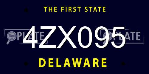 4ZX095 Delaware License Plate
