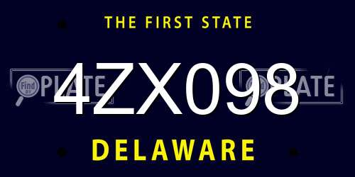 4ZX098 Delaware License Plate