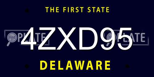 4ZXD95 Delaware License Plate