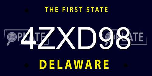 4ZXD98 Delaware License Plate