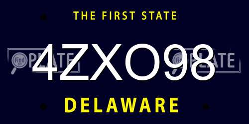 4ZXO98 Delaware License Plate