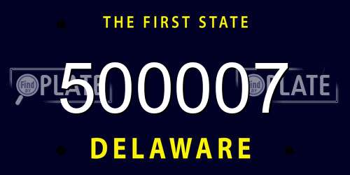 500007 Delaware License Plate