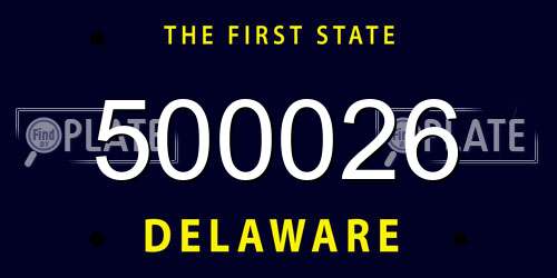 500026 Delaware License Plate