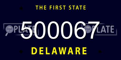 500067 Delaware License Plate