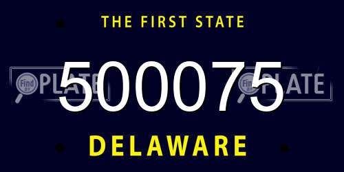 500075 Delaware License Plate