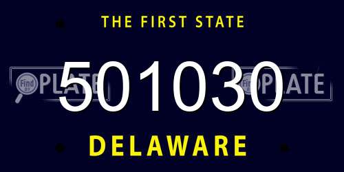 501030 Delaware License Plate