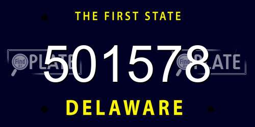 501578 Delaware License Plate