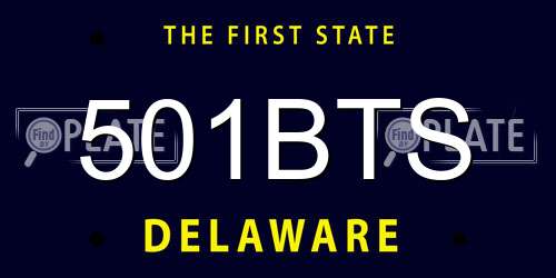 501BTS Delaware License Plate