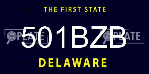 501BZB Delaware License Plate