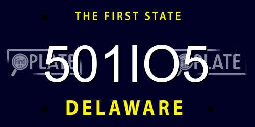 501IO5 Delaware License Plate