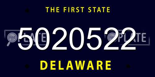 5020522 Delaware License Plate