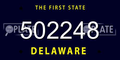 502248 Delaware License Plate