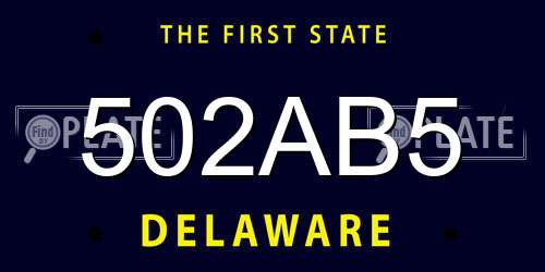 502AB5 Delaware License Plate