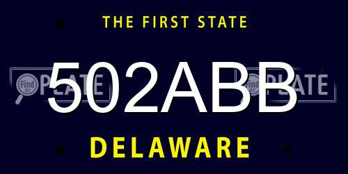 502ABB Delaware License Plate