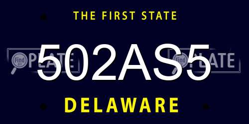 502AS5 Delaware License Plate