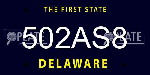 502AS8 Delaware License Plate