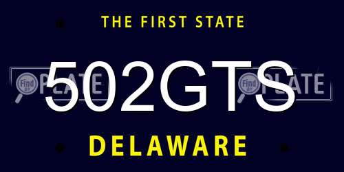 502GTS Delaware License Plate