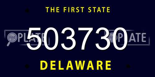 503730 Delaware License Plate