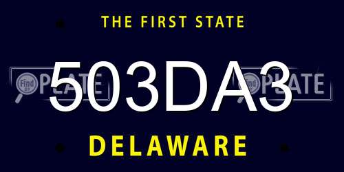 503DA3 Delaware License Plate