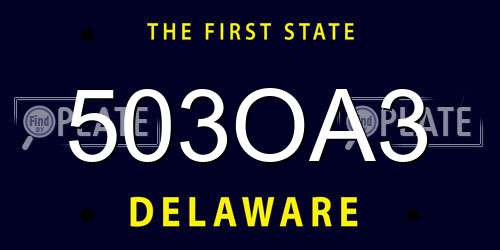 503OA3 Delaware License Plate