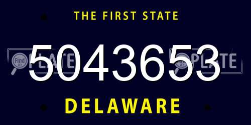 5043653 Delaware License Plate
