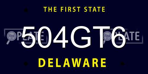 504GT6 Delaware License Plate